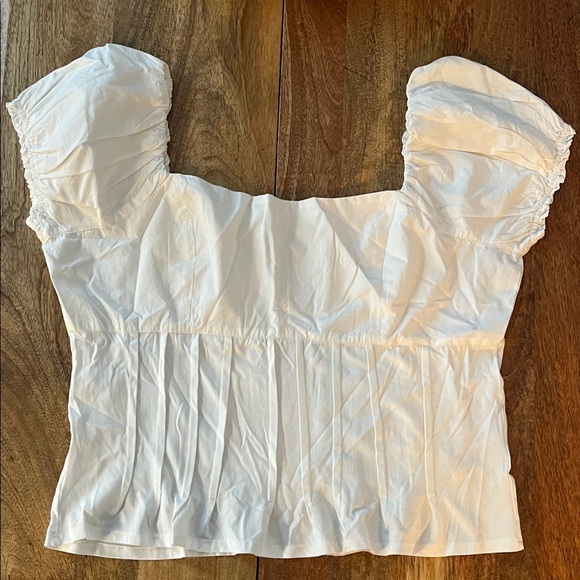 Anthropologie White Puff Sleeve Blouse - Picture 2 of 8